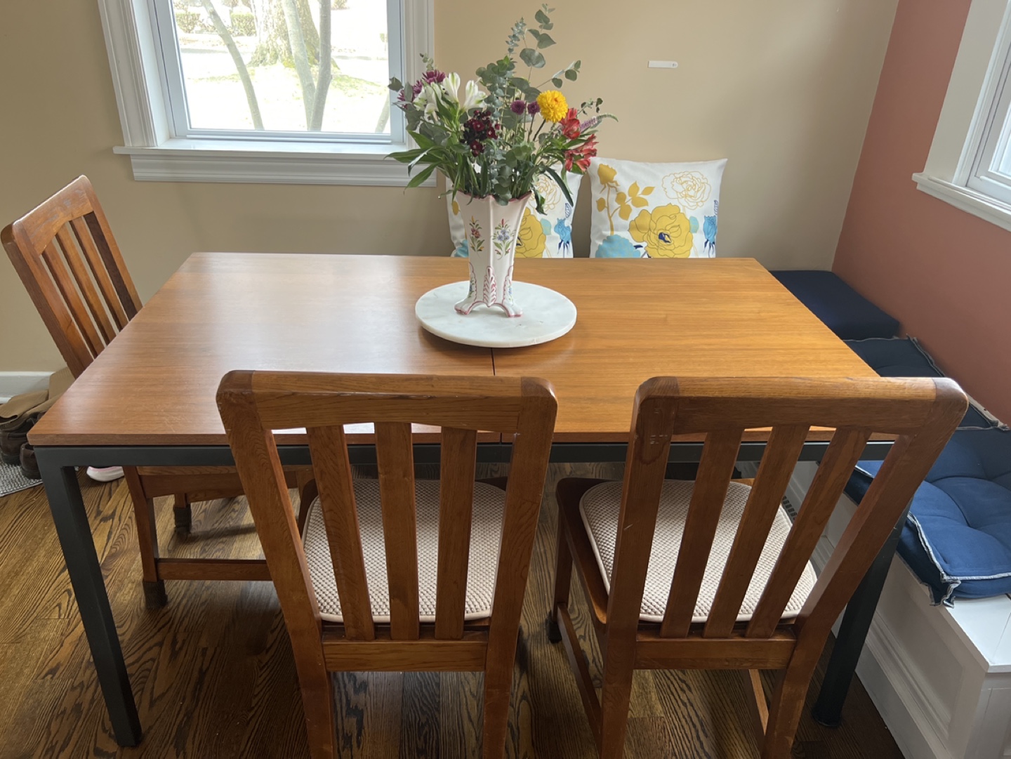 West Elm extendable Wood Dining Table with six Chairs