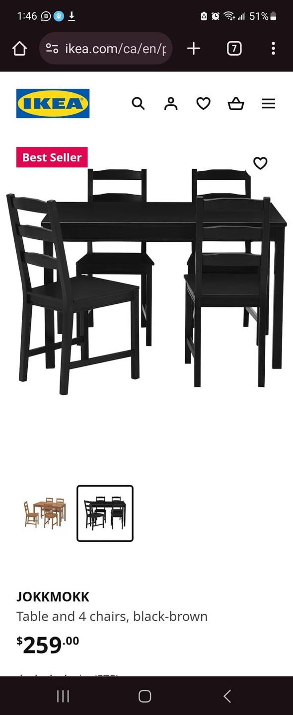 【くろーばー 】IKEA JOKKMOKK ヨックモック Ikea JOKKMOKK Antique Stain Dining Set - Durable Wood Design