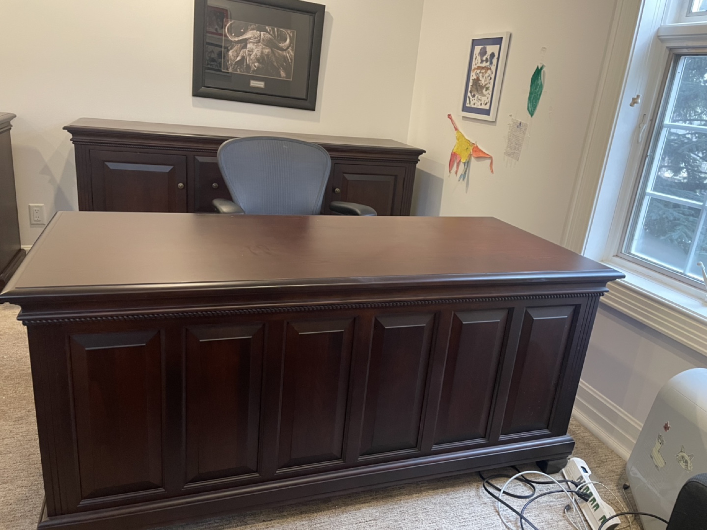 Executive Desk and Credenza Set - Dark Wood - photo 2