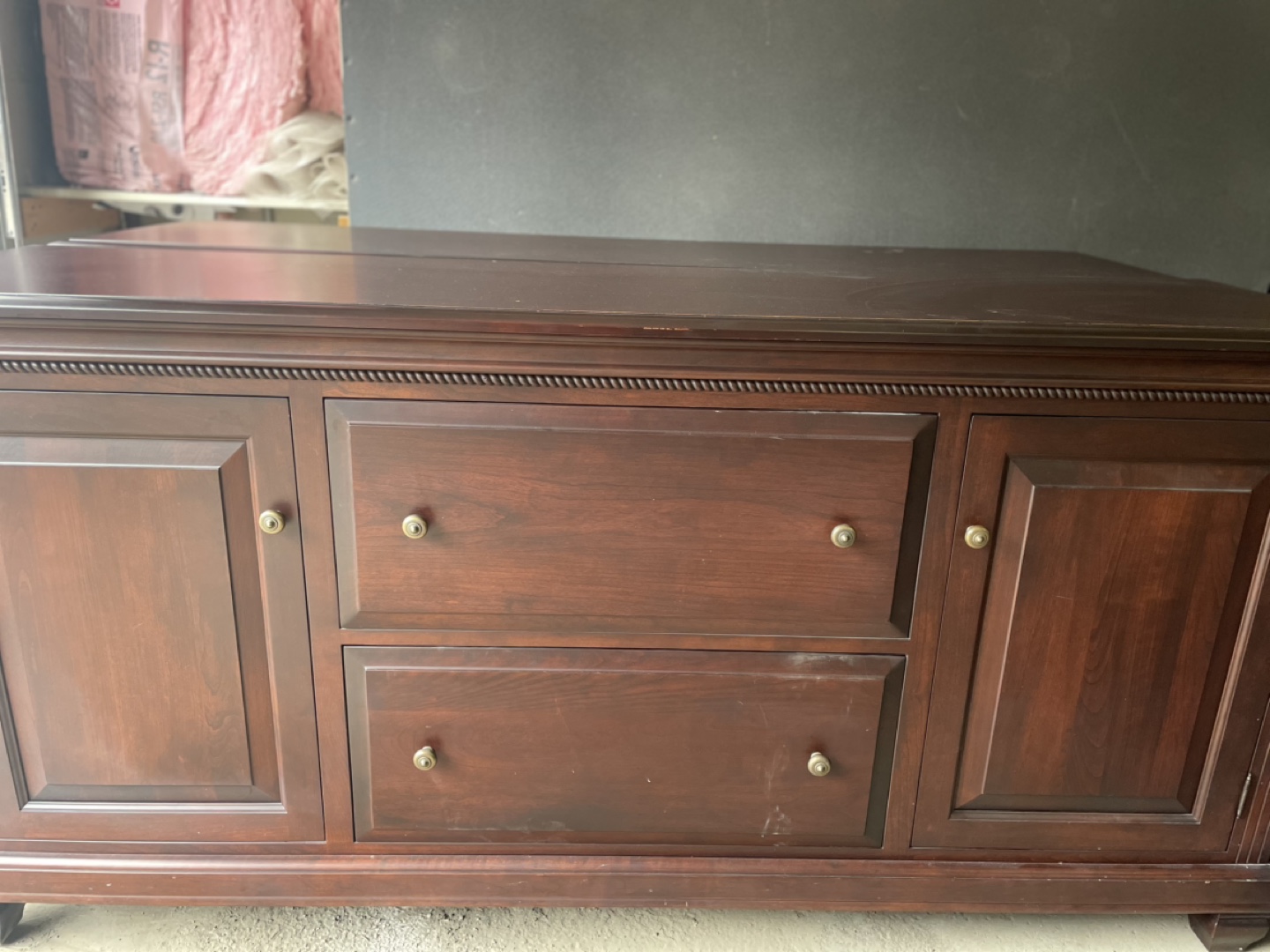 Executive Desk and Credenza Set - Dark Wood
