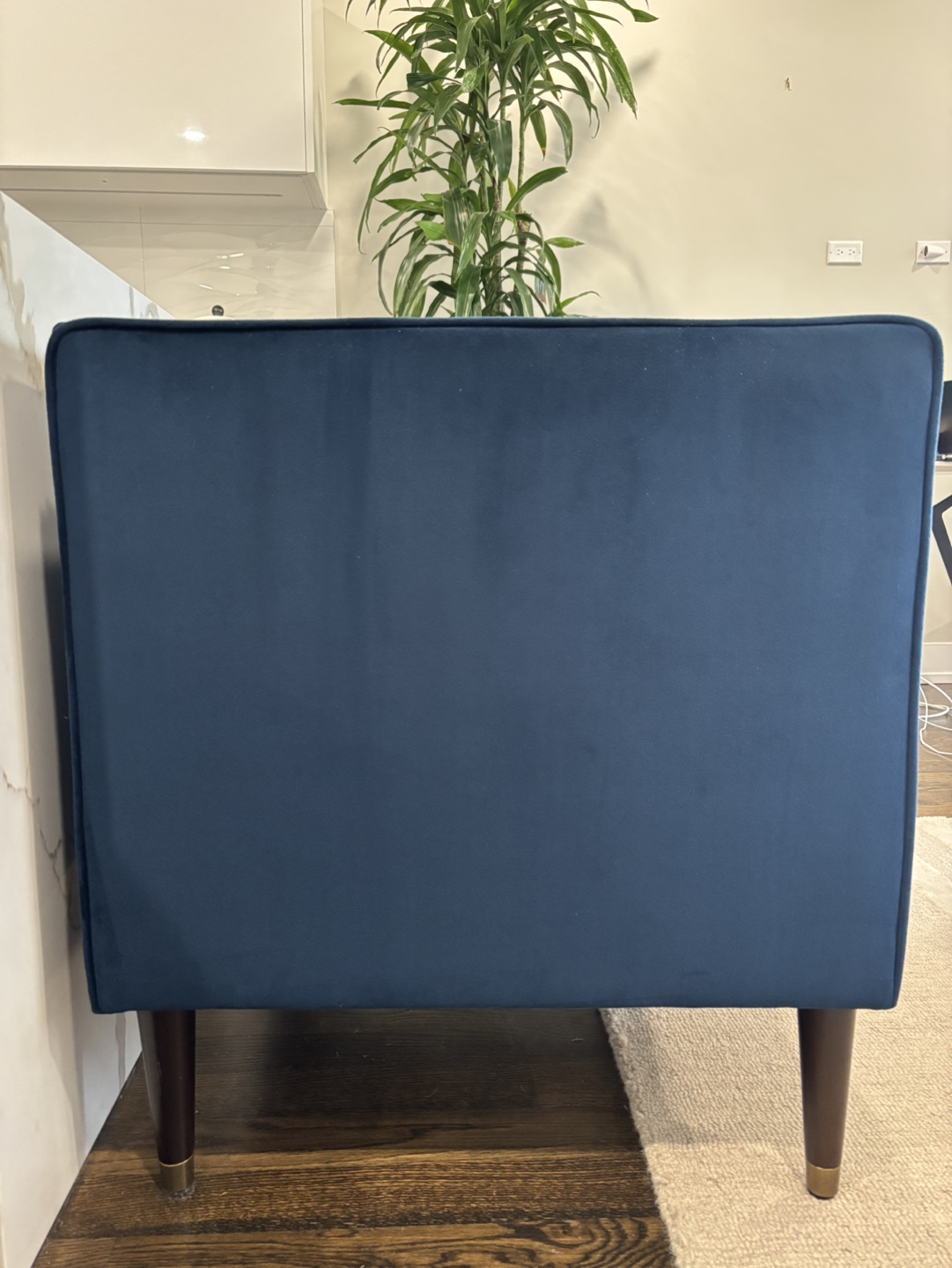 Navy Blue Velvet Channel Tufted Accent Chair - photo 3