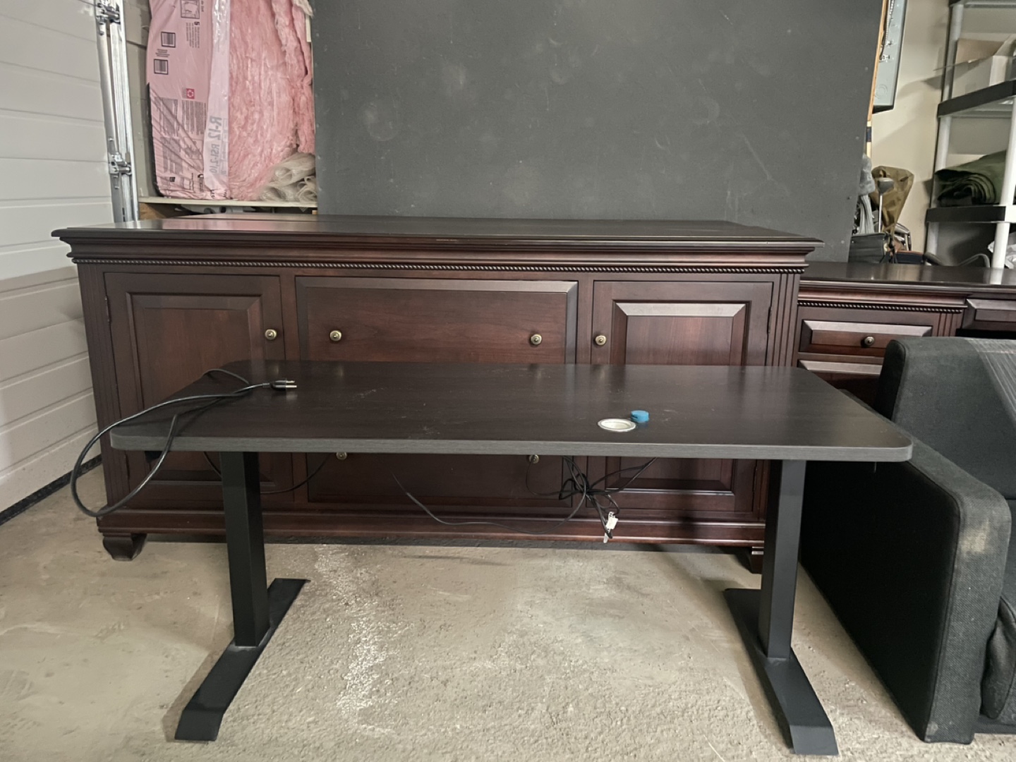 Dark Brown Wooden Desk & Stand-Up Desk