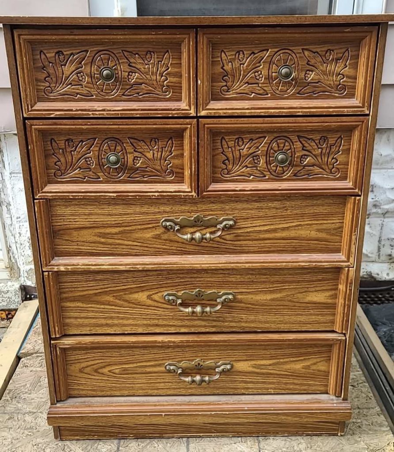 Vintage Wooden Five-Drawer Chest