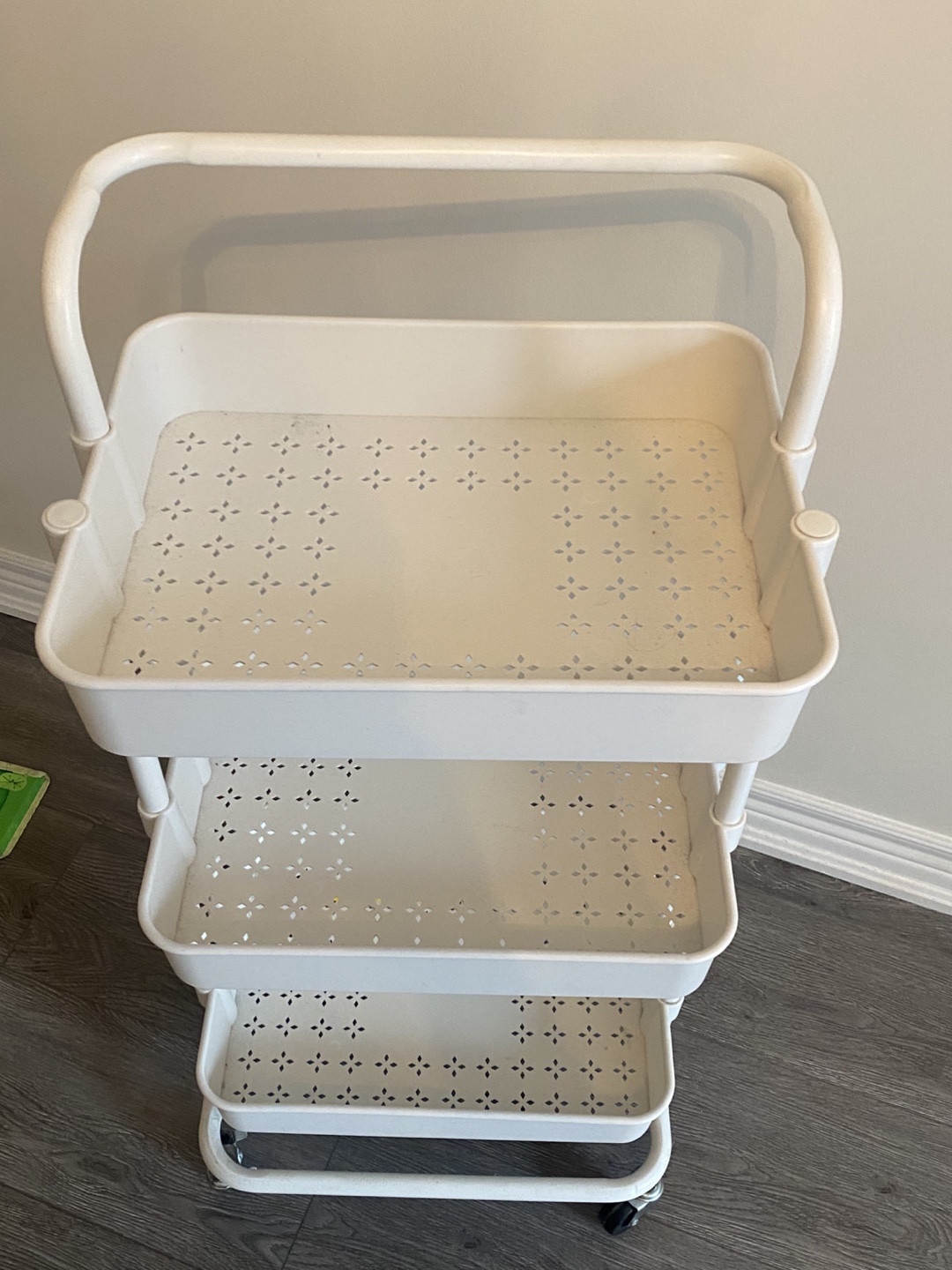 White Three-Tier Rolling Cart