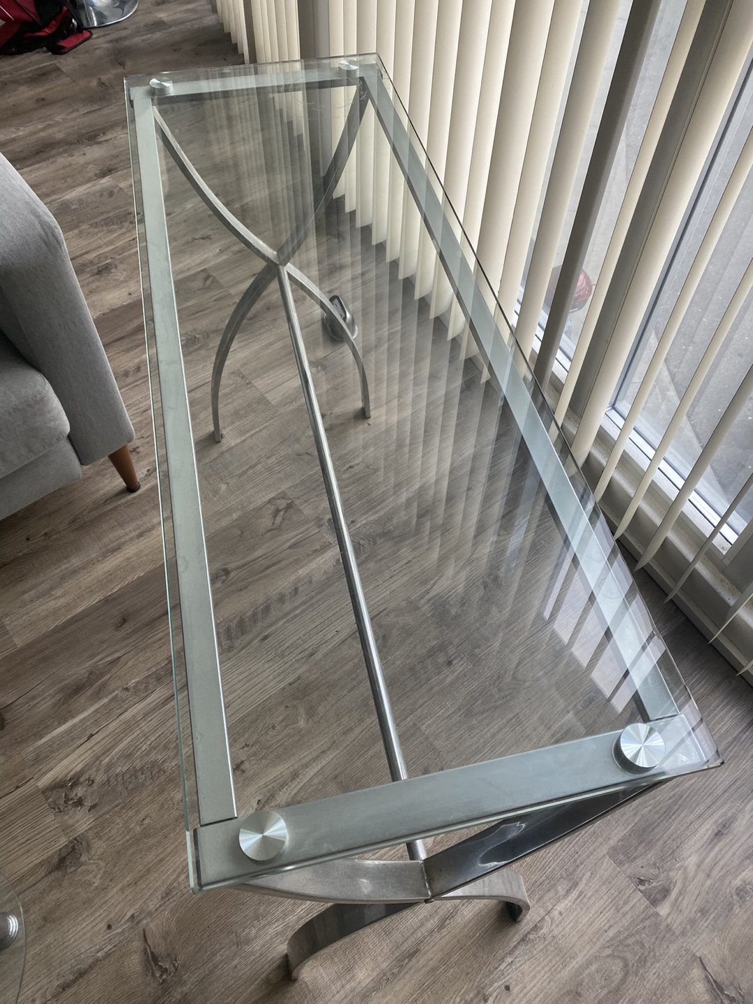 Glass-top Console Table with Chrome Frame