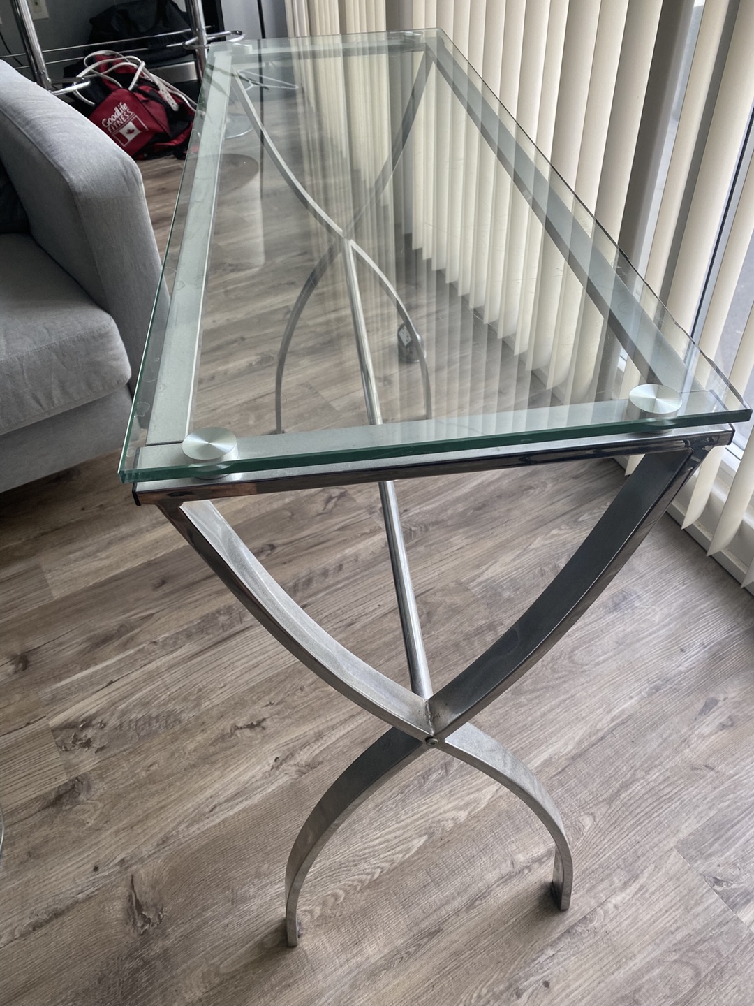 Glass-top Console Table with Chrome Frame - photo 4