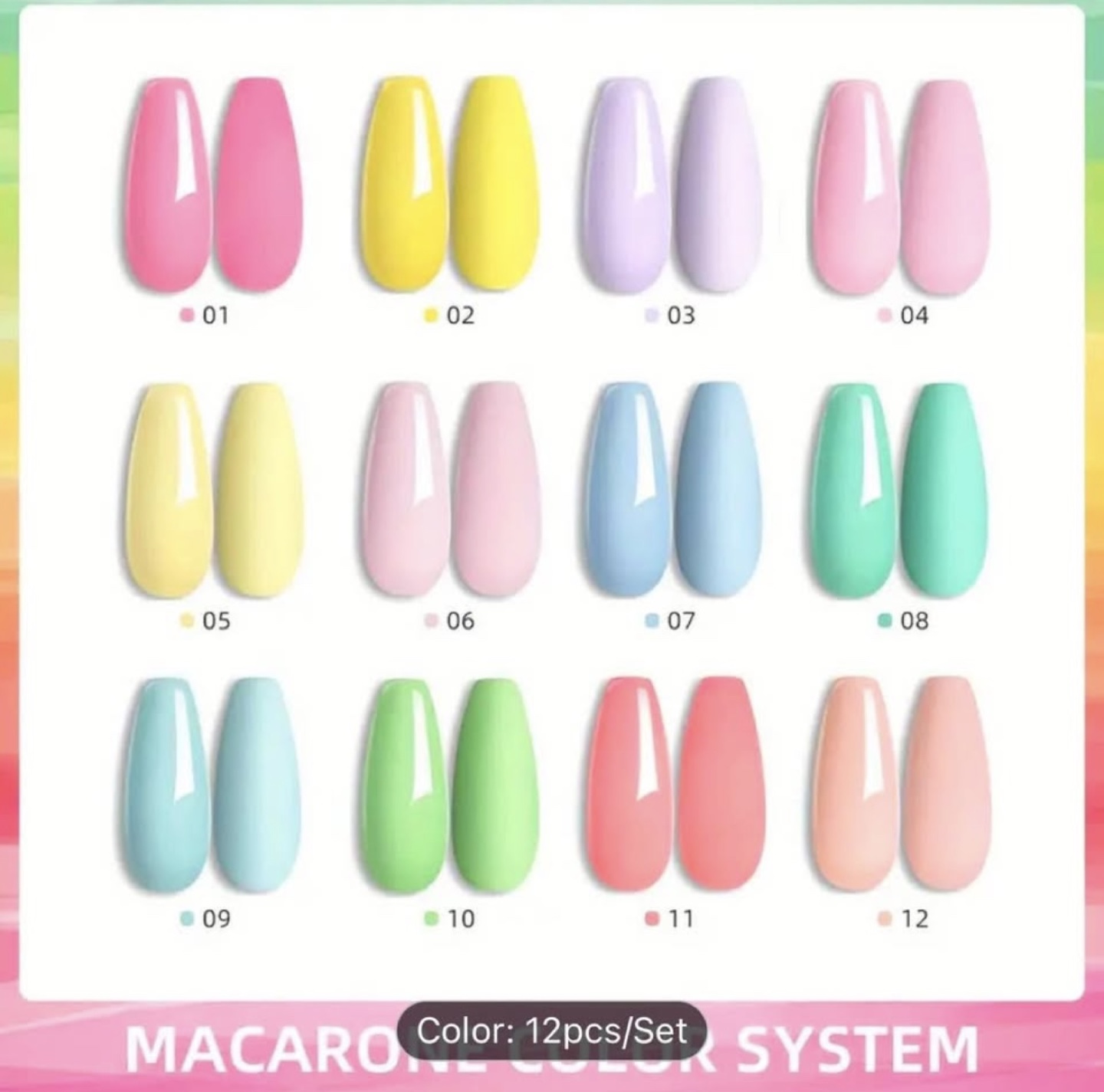XEIJAYI 12pcs Pastel Nail Polish Gel Soak-Off UV/LED Set - photo 2