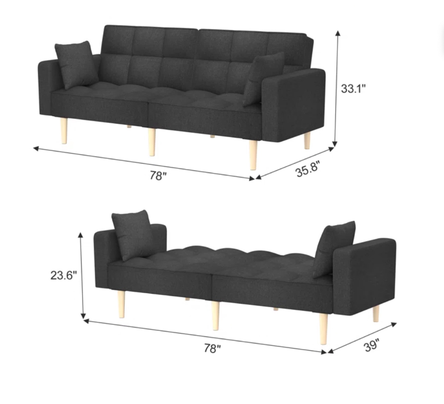 Mackenlie 78'' Wide Tufted Back Convertible Sofa - photo 3