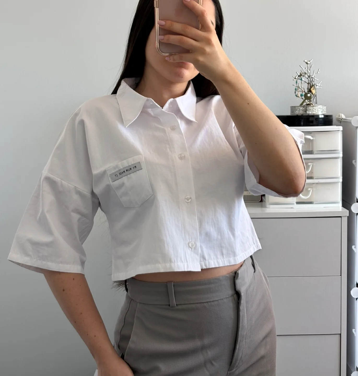 NWT My Mum Made It | Cropped Button-Up - L image indicator(2)