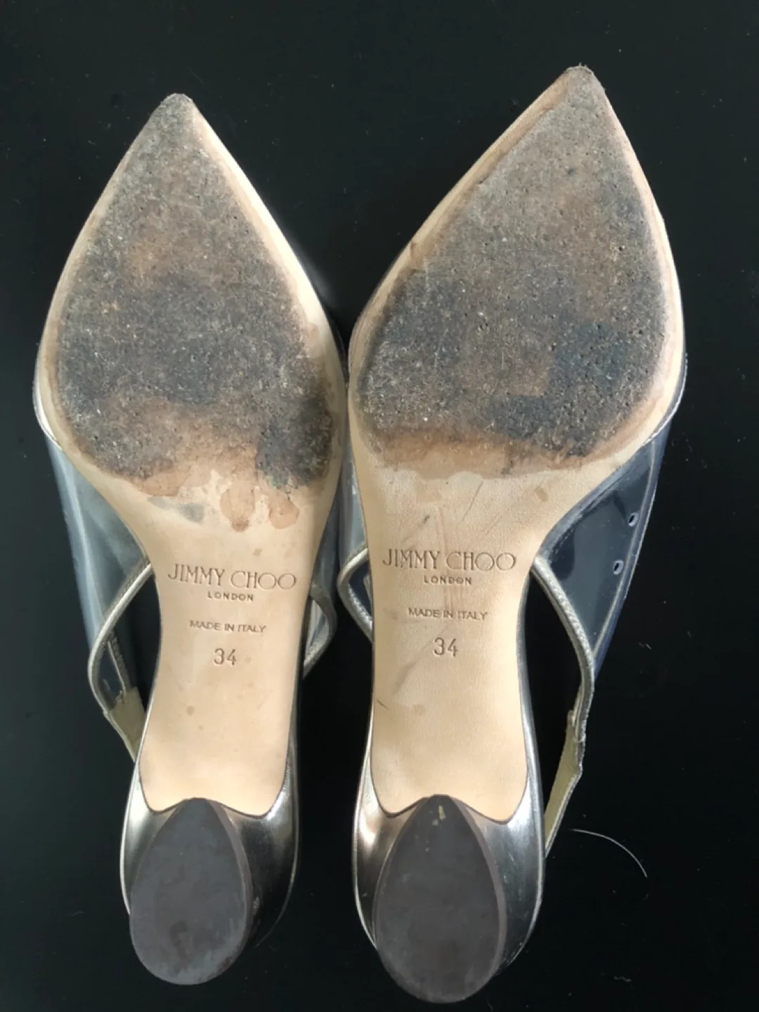 Jimmy Choo Metallic Slingback Heels Size 34 image indicator(3)