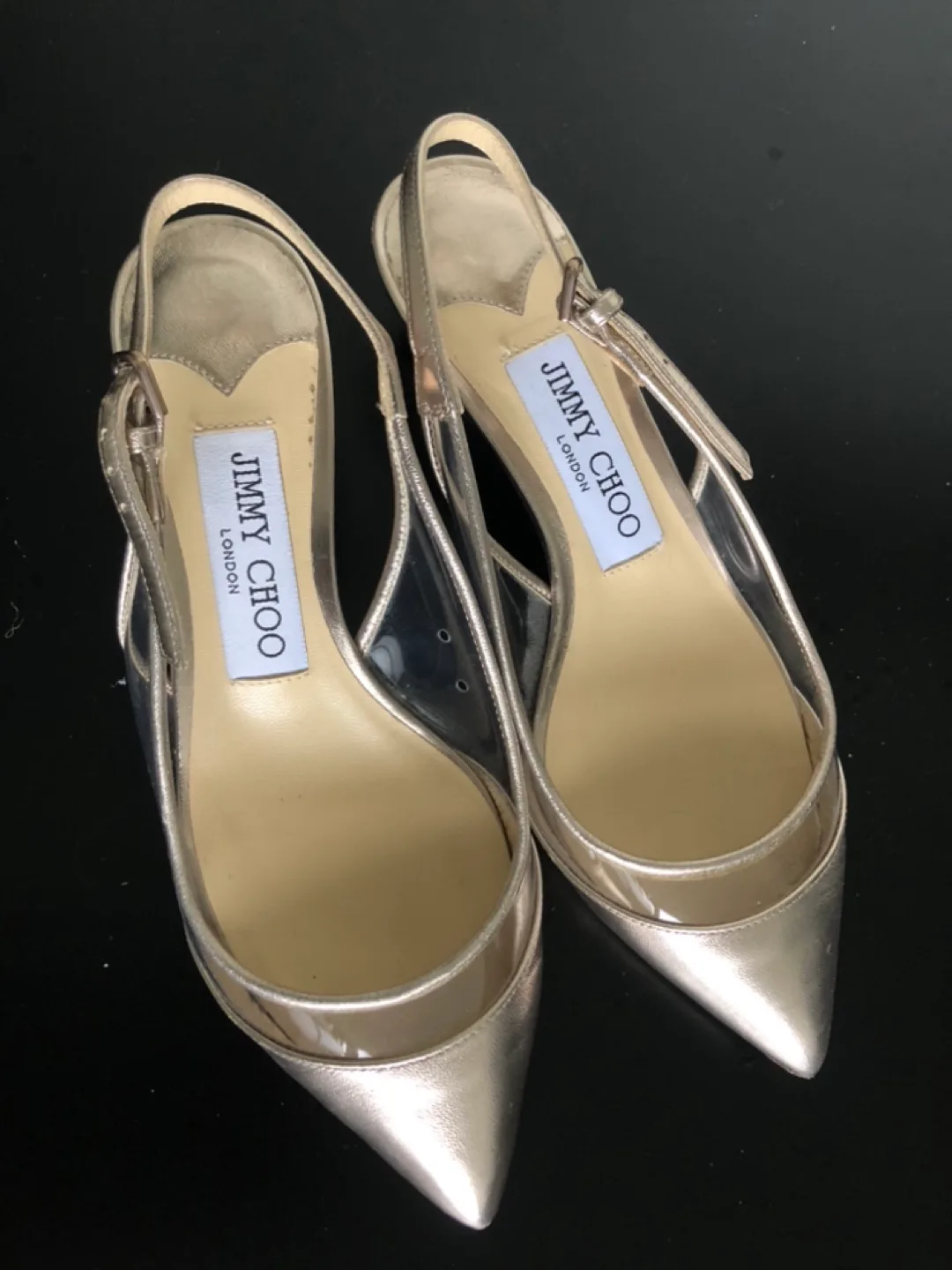 Jimmy Choo Metallic Slingback Heels Size 34 thumbnail