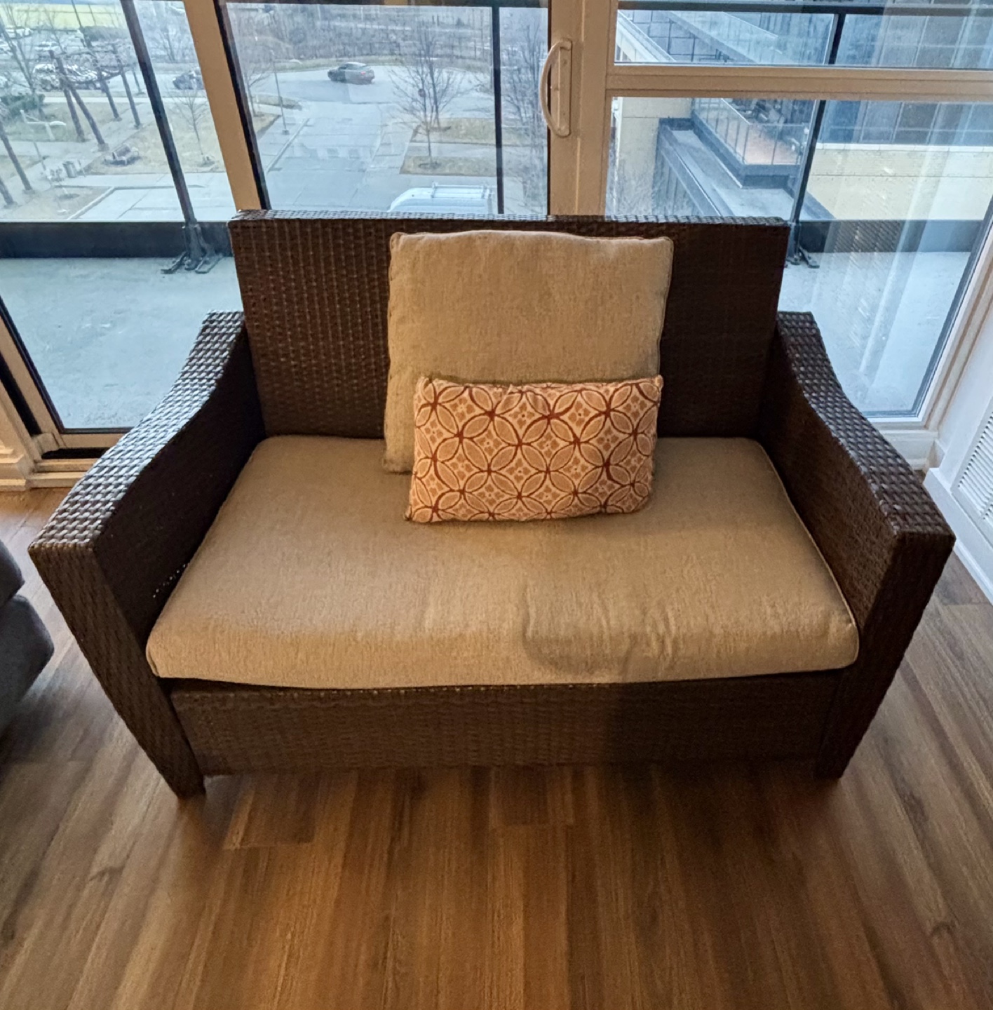 Resin Wicker Patio Loveseat with Cushions