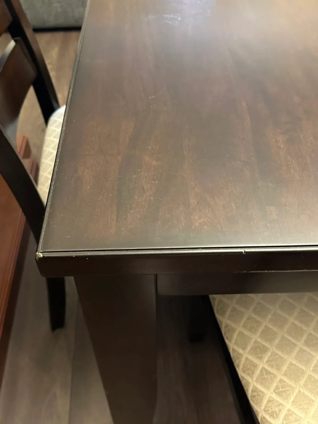 7-Piece Dark Brown Dining Set with Beige Cushioned Chairs image indicator(6)