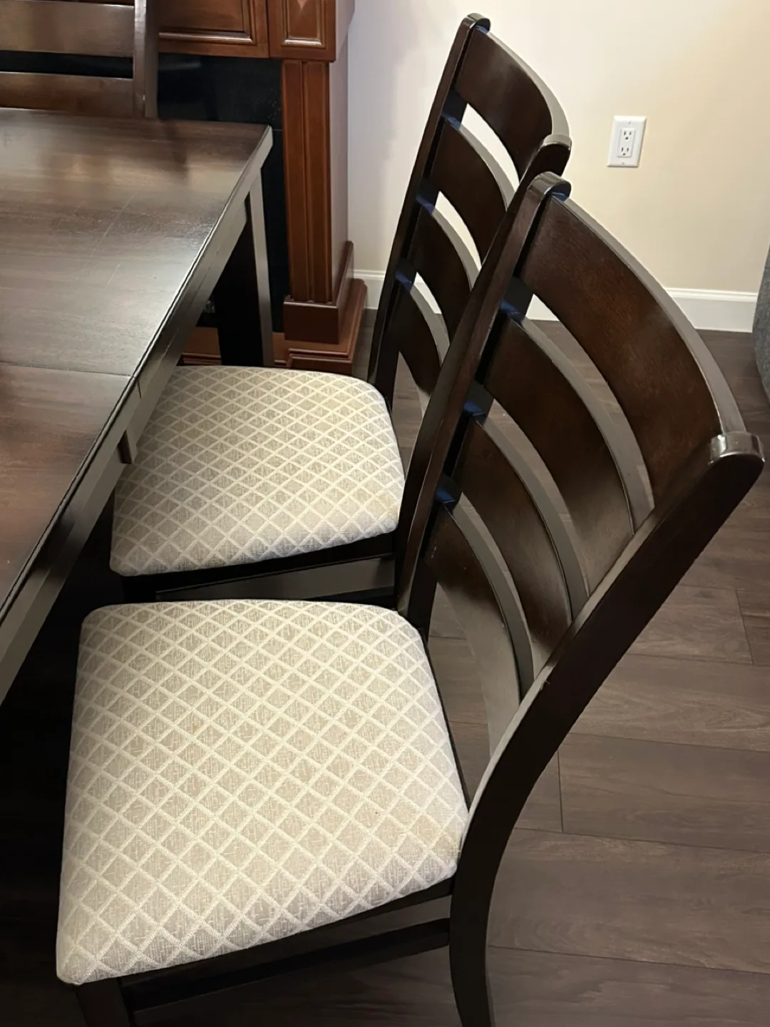 7-Piece Dark Brown Dining Set with Beige Cushioned Chairs image indicator(5)