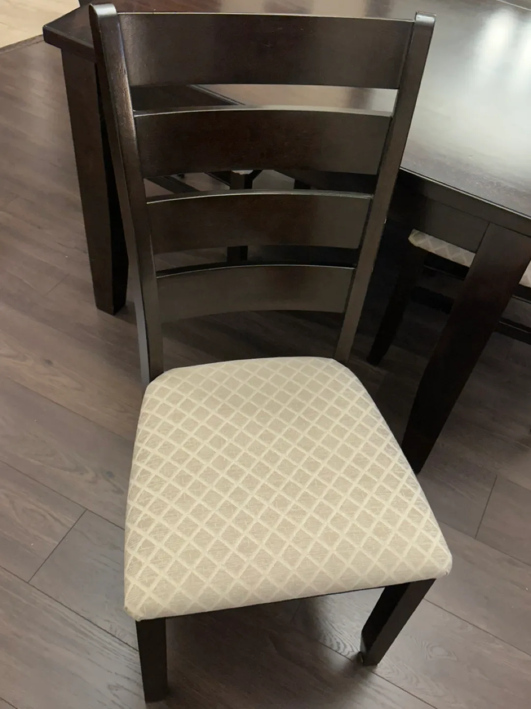 7-Piece Dark Brown Dining Set with Beige Cushioned Chairs image indicator(4)