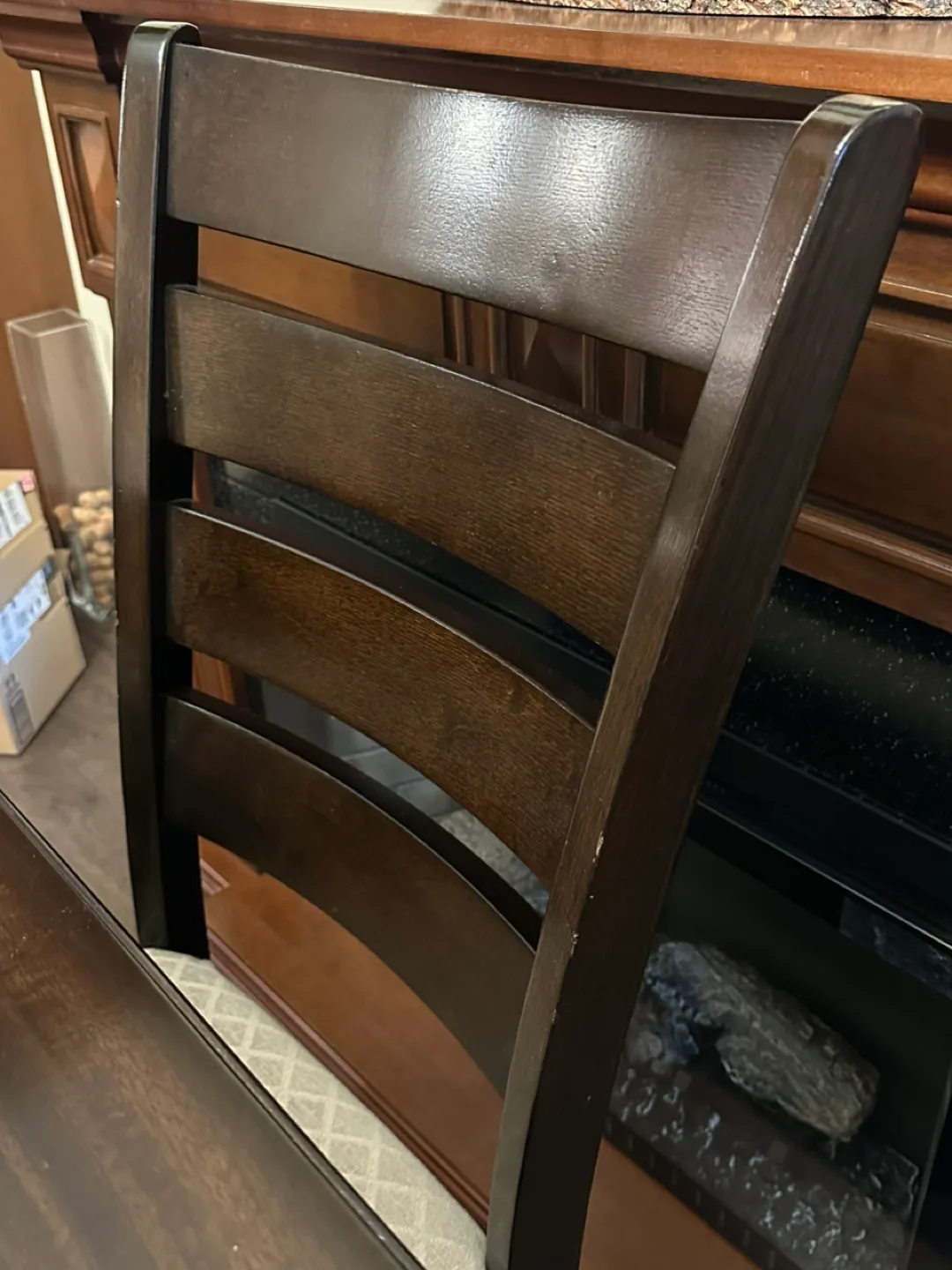 7-Piece Dark Brown Dining Set with Beige Cushioned Chairs image indicator(7)