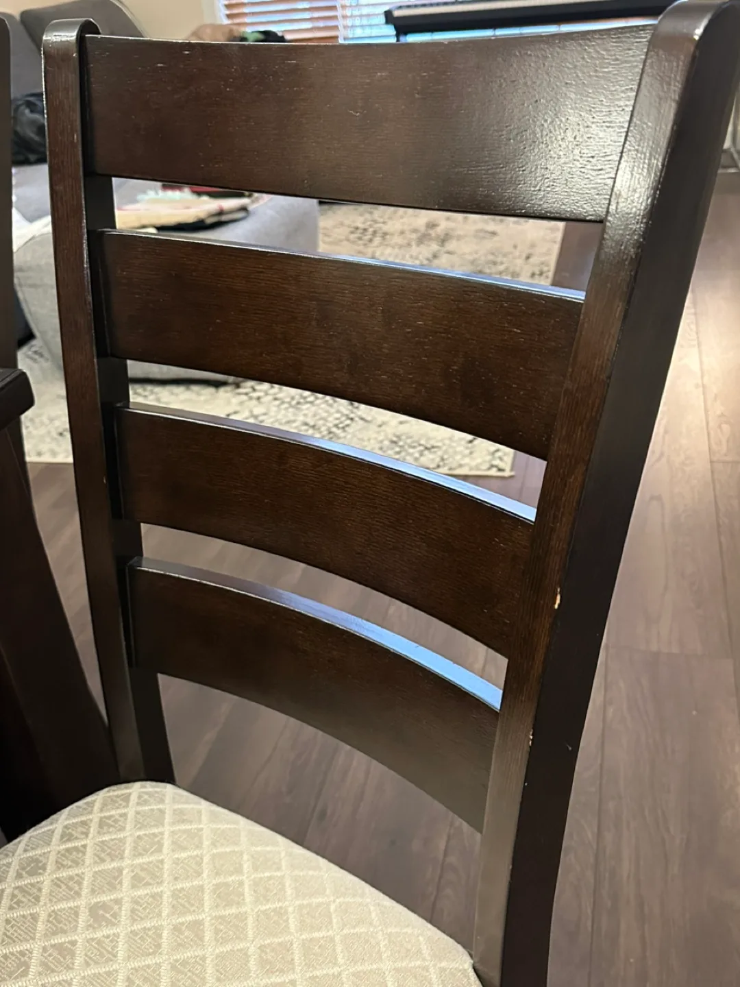 7-Piece Dark Brown Dining Set with Beige Cushioned Chairs image indicator(10)