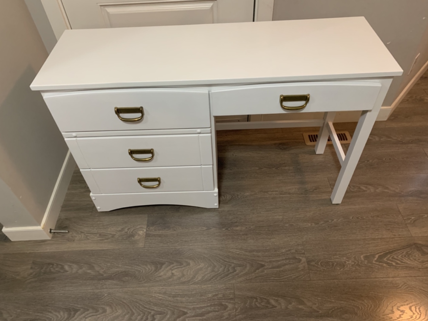 White Wooden Desk with Four Drawers - photo 2
