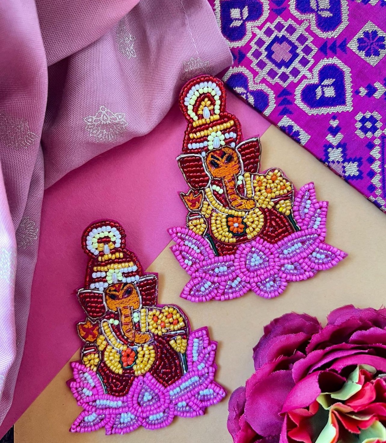 Beaded Ganesh earrings