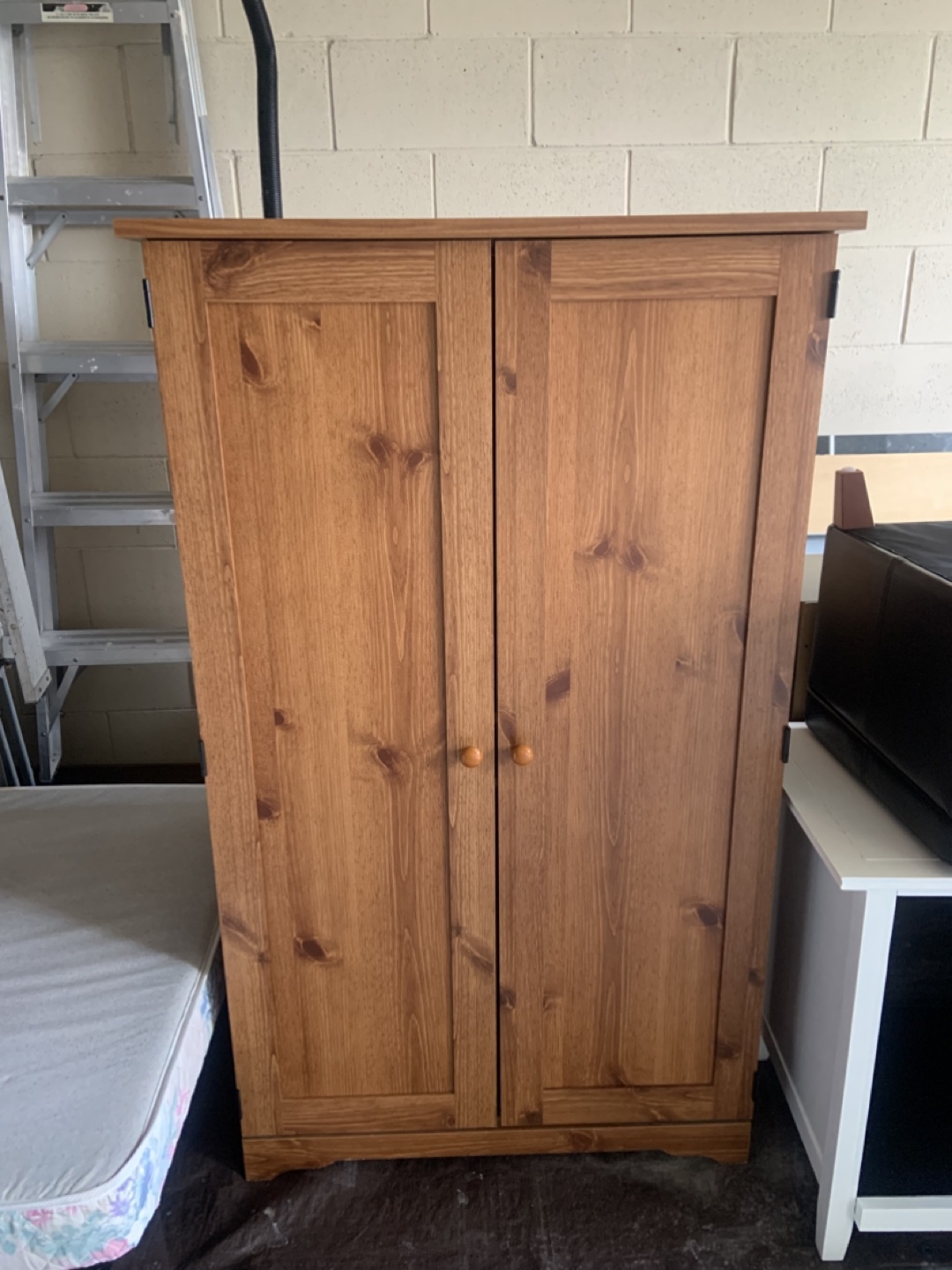 Wooden Armoire with Pull-Out Desk