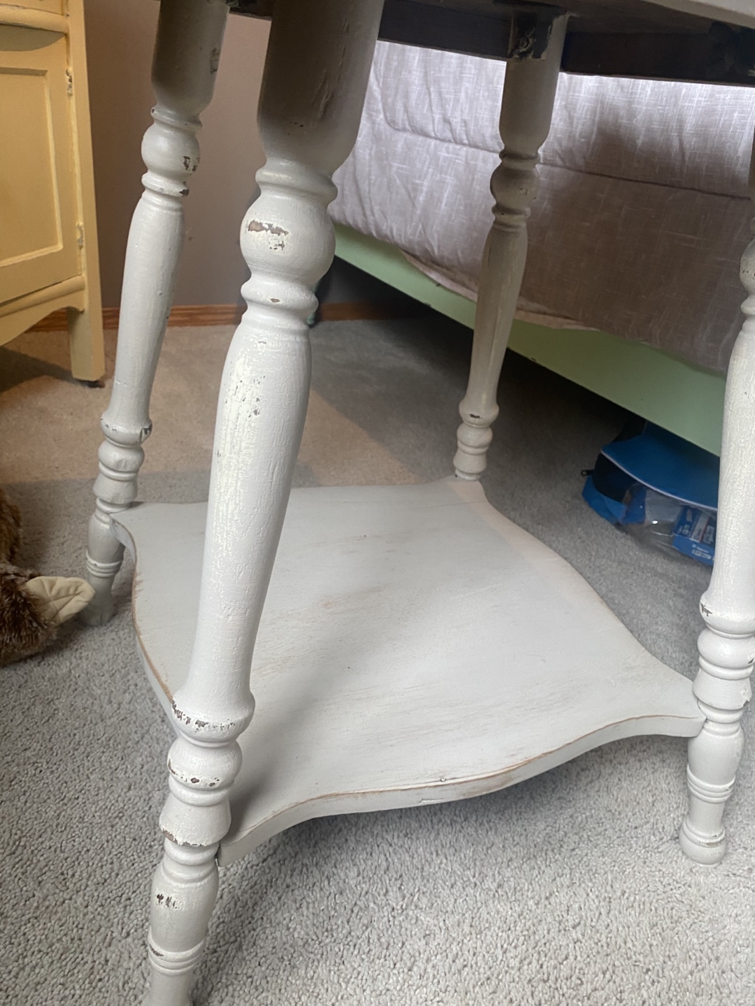 White Distressed Side Table - photo 4
