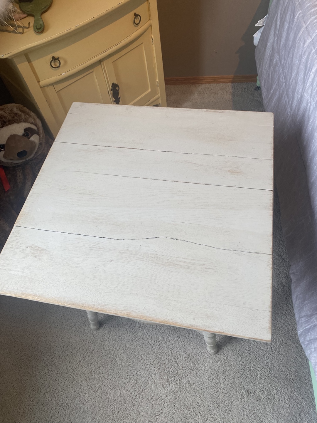White Distressed Side Table - photo 2