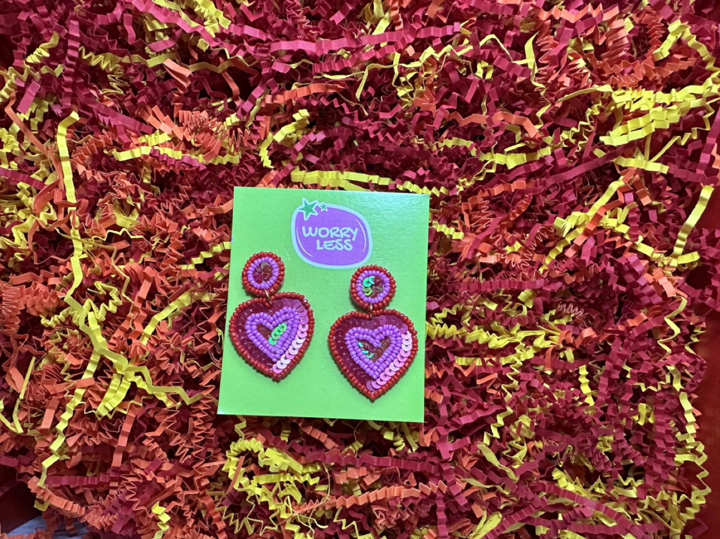 Worry Less Beaded Heart Earrings - photo 2