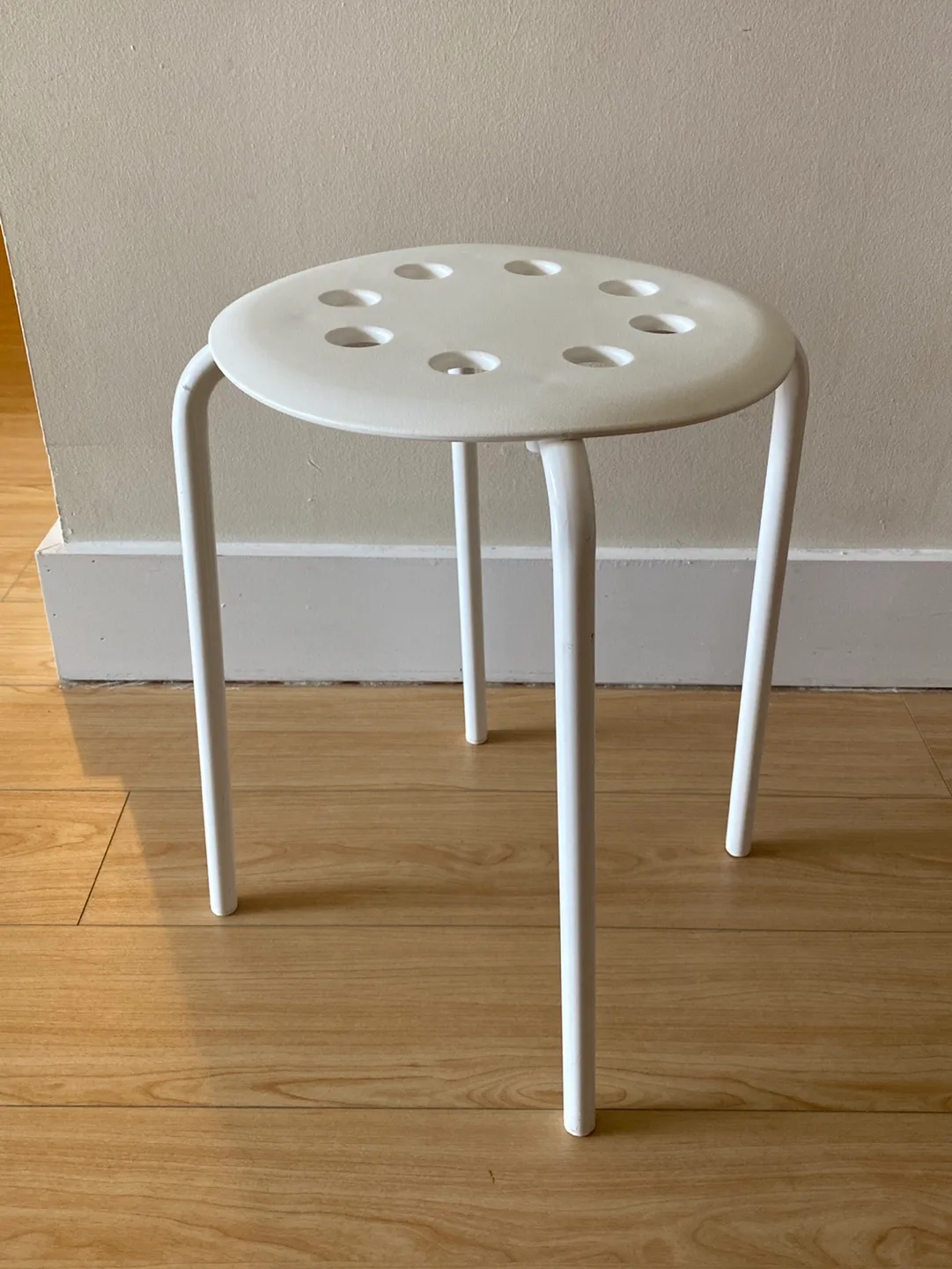 White Metal Three-Legged Stool thumbnail