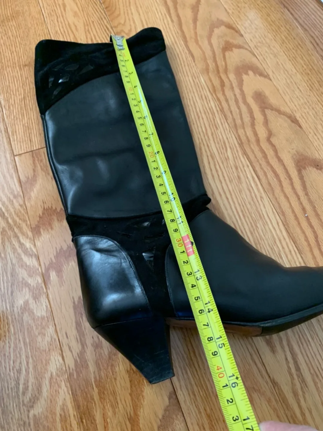 Vintage Black Italian Leather Knee-High Boots image indicator(5)