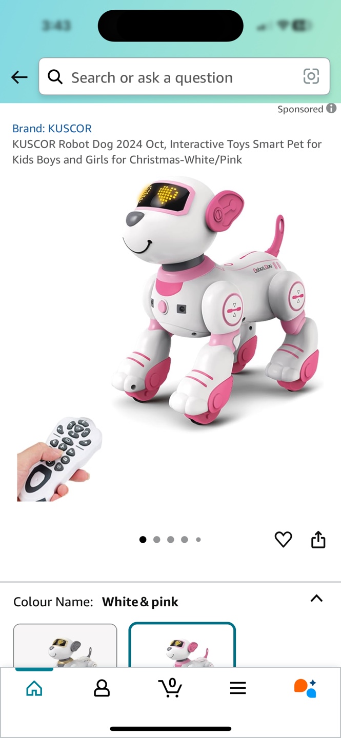 KUSCOR Smart Robot Dog Toy - White & Pink - photo 2