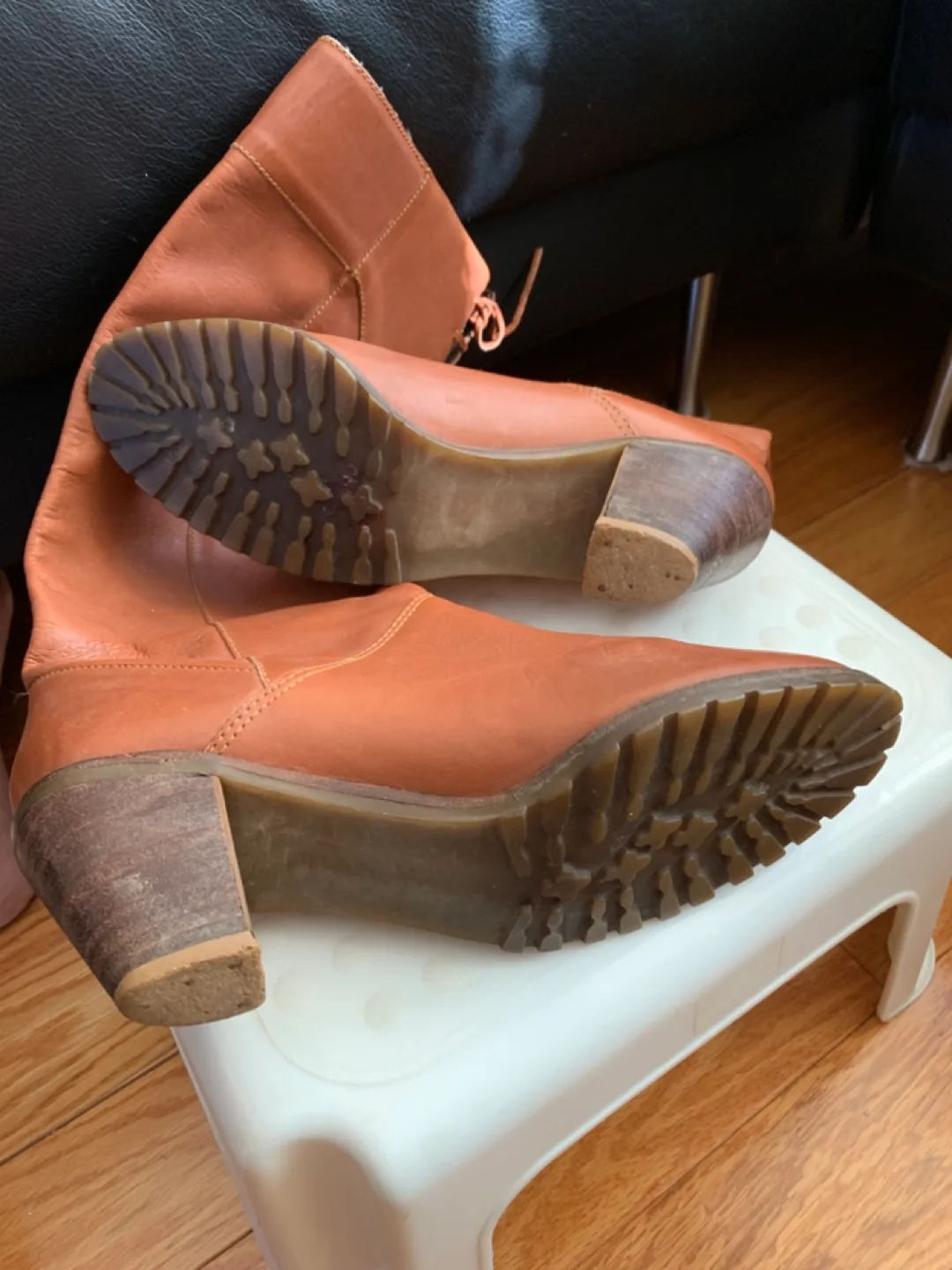 Brown Leather Knee-High Boots with Lace-Up Detail image indicator(5)