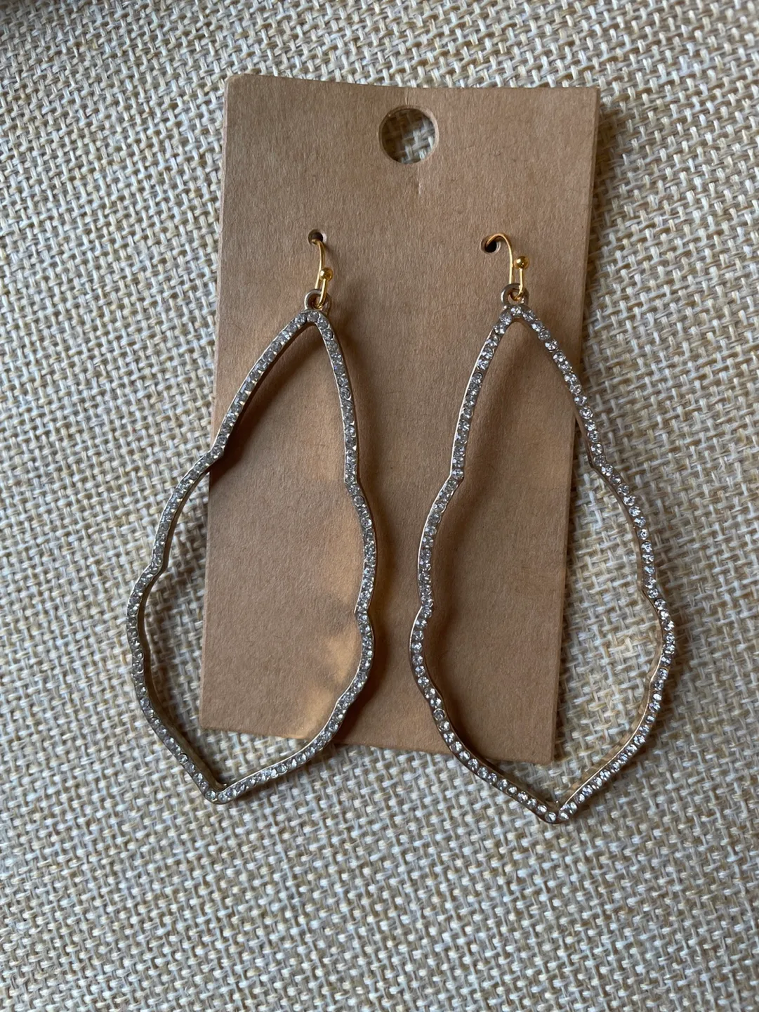 Gold Rhinestone Dangle Earrings image indicator(2)