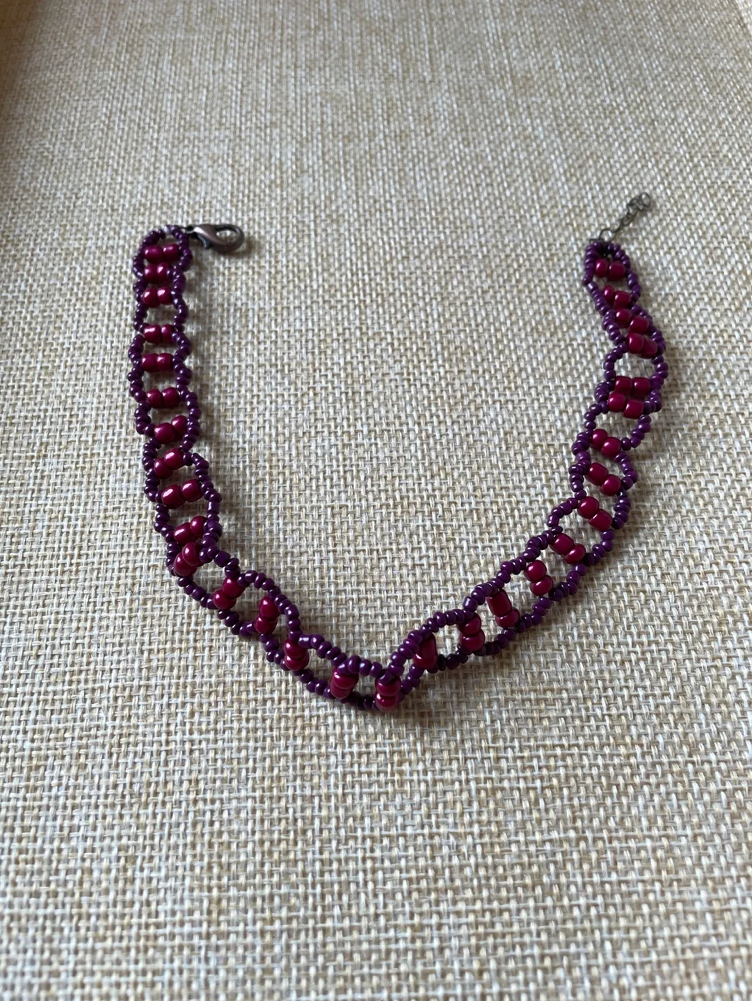 Handmade Beaded Purple Choker Necklace image indicator(2)