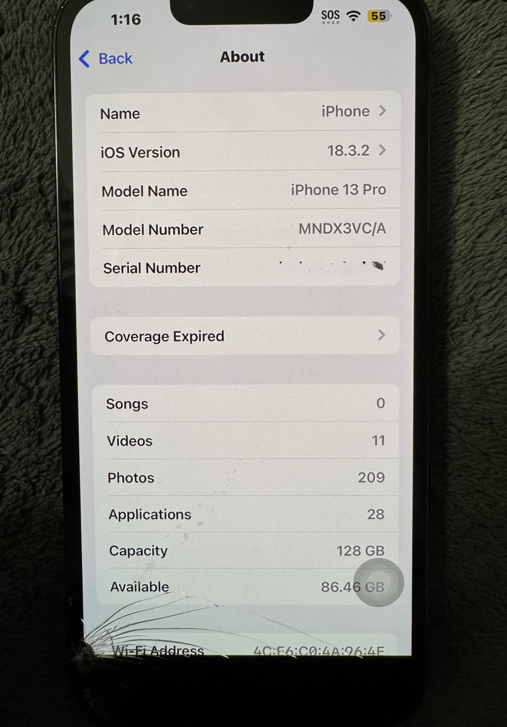 iPhone 13 Pro - 128GB - Sierra Green - Cracked Screen - photo 2