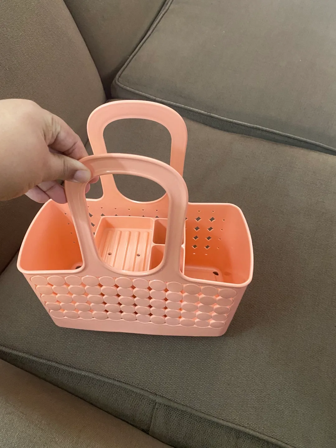Pink Plastic Caddy Basket with Handle image indicator(3)