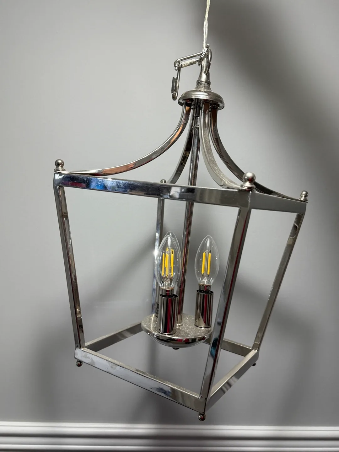 Modern Chrome Lantern Pendant 3-Light Fixture image indicator(3)