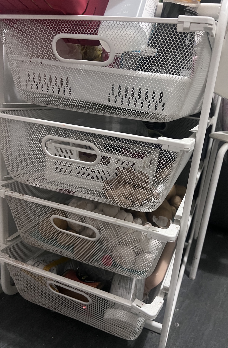 White Metal  Cart with 4 Drawers