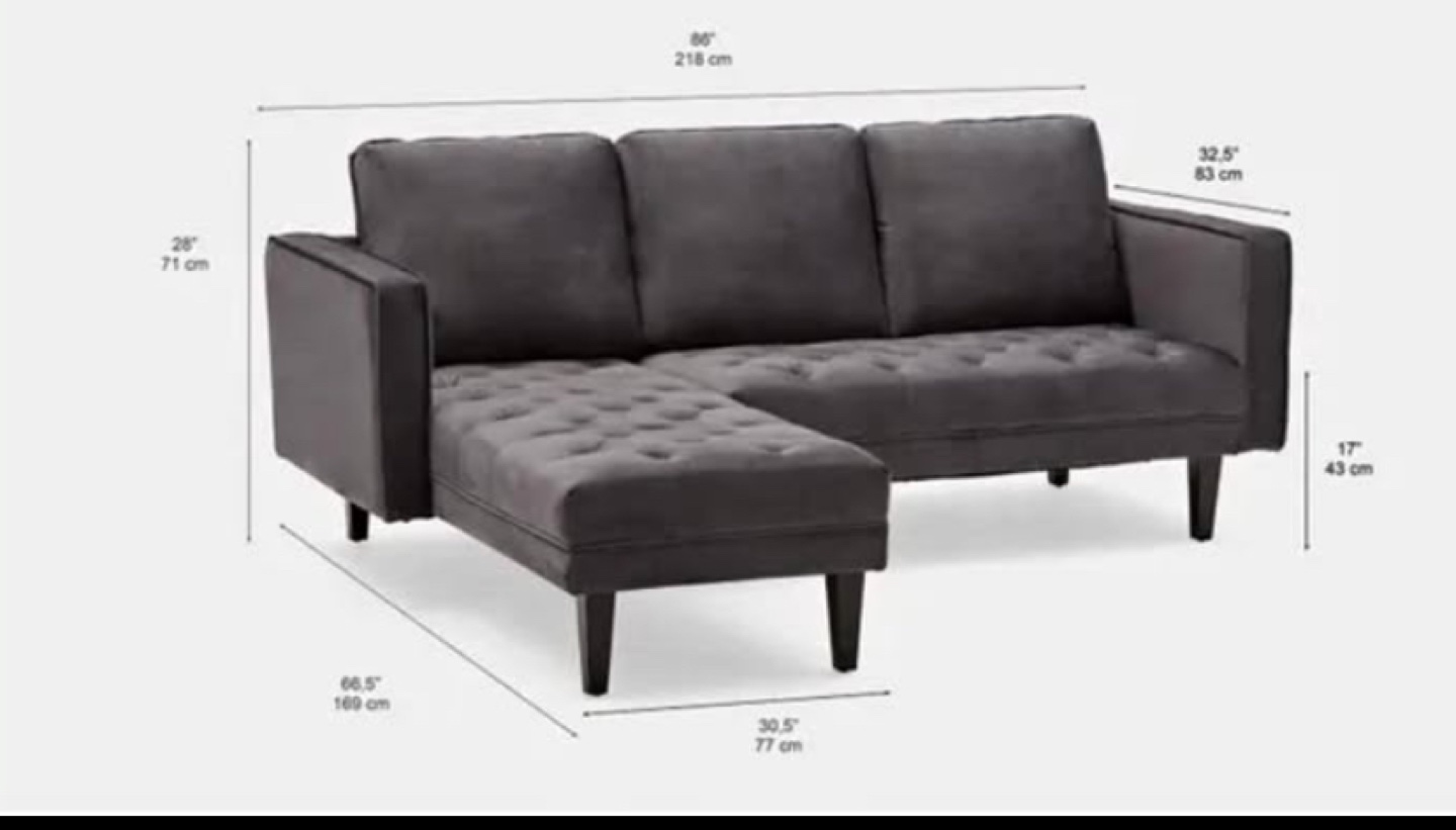 Grey Velvet Sectional Sofa Structube - photo 3