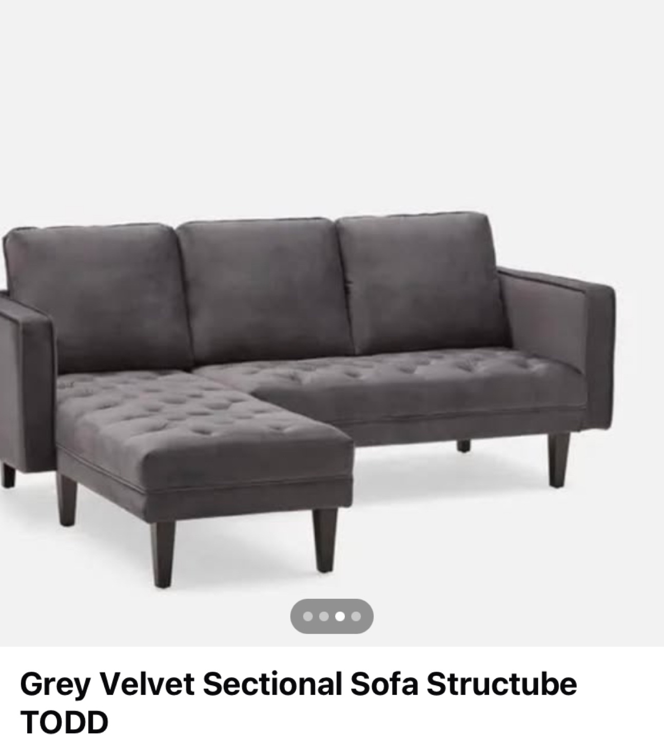 Grey Velvet Sectional Sofa Structube