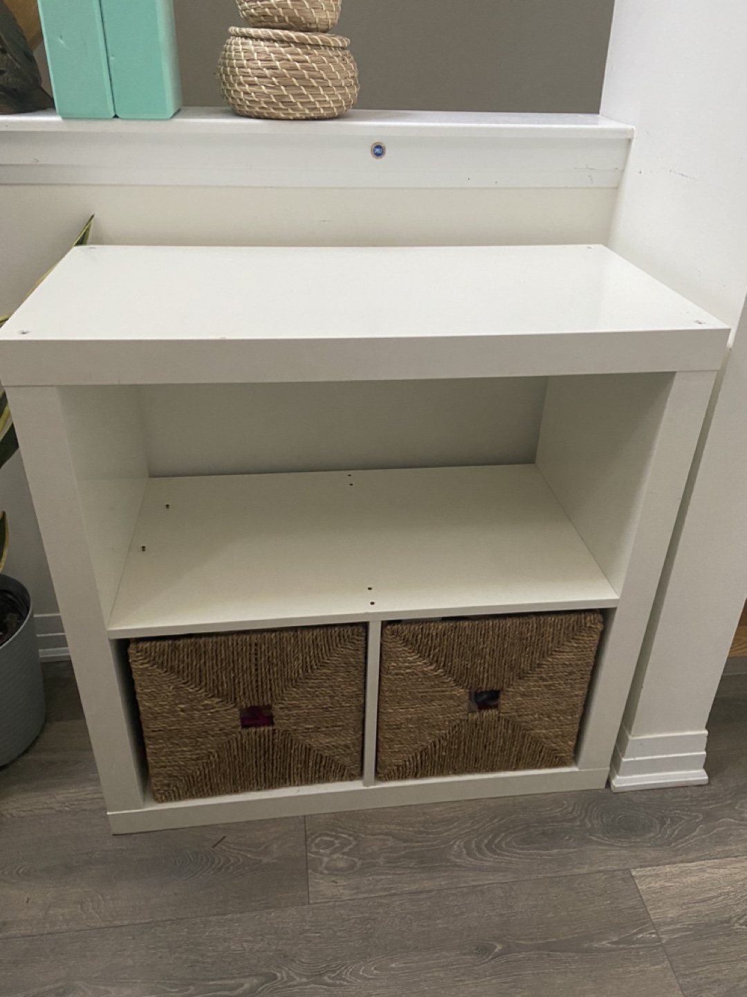White  Storage Unit with Baskets