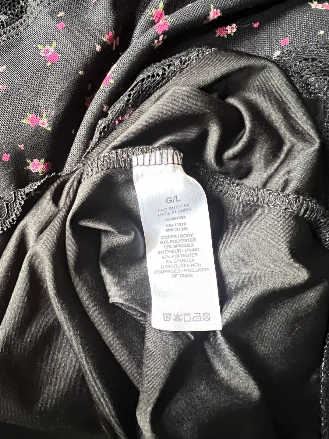 Black Floral Slip Dress with Lace Trim image indicator(9)