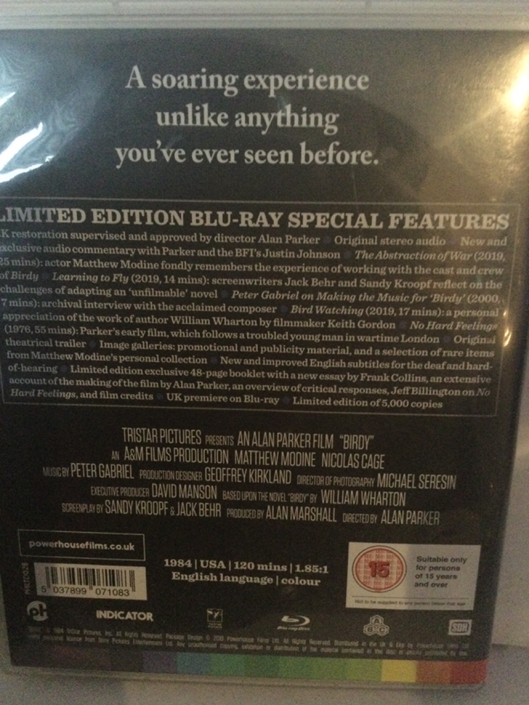Birdy by Alan Parker soundtrack Peter Gabriel Blu-ray - photo 2