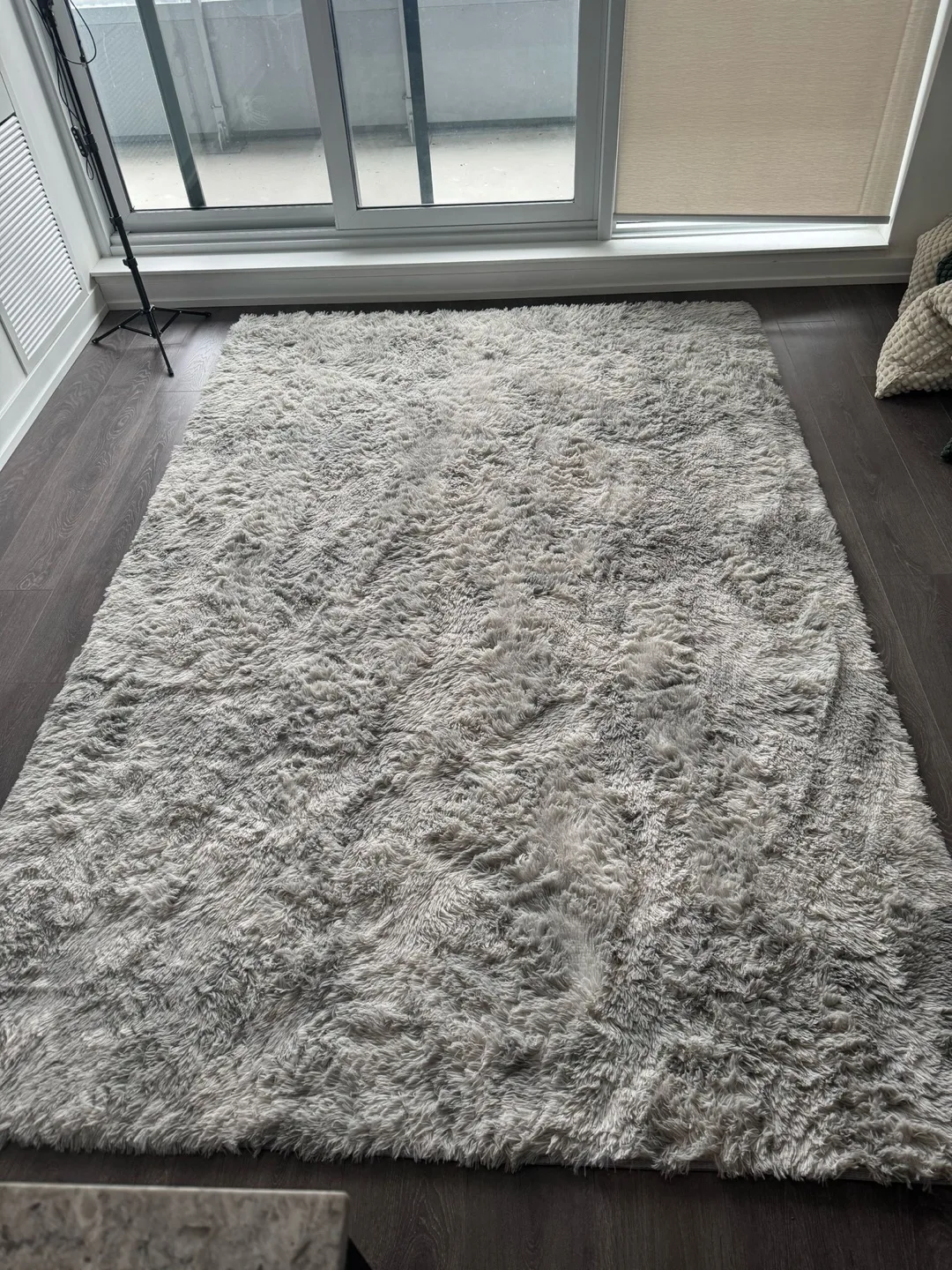 Fluffy Grey and White Rug thumbnail