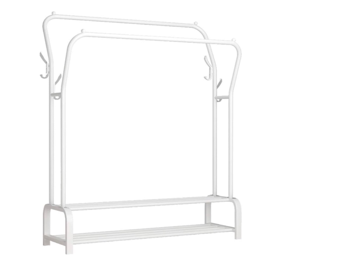 White Metal Double Clothing Rack with Shelf