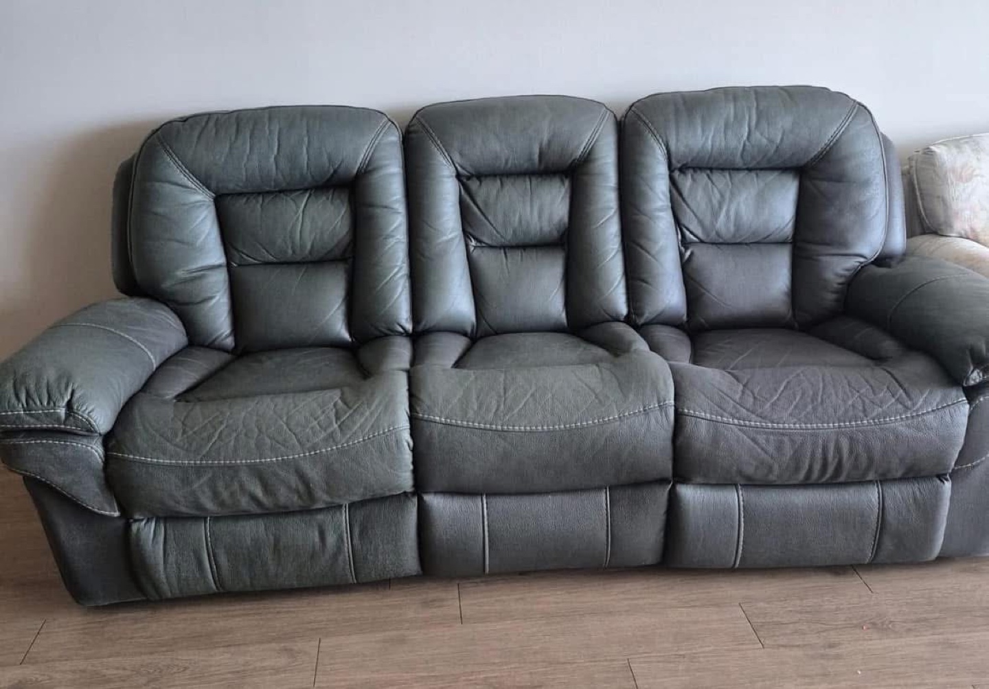 Reclining Leather Sofa - 3 Seater