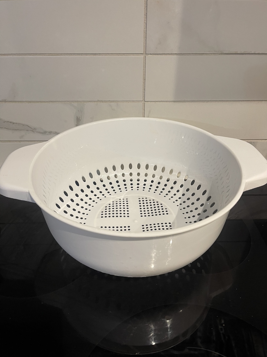 White Plastic Colander with Handles