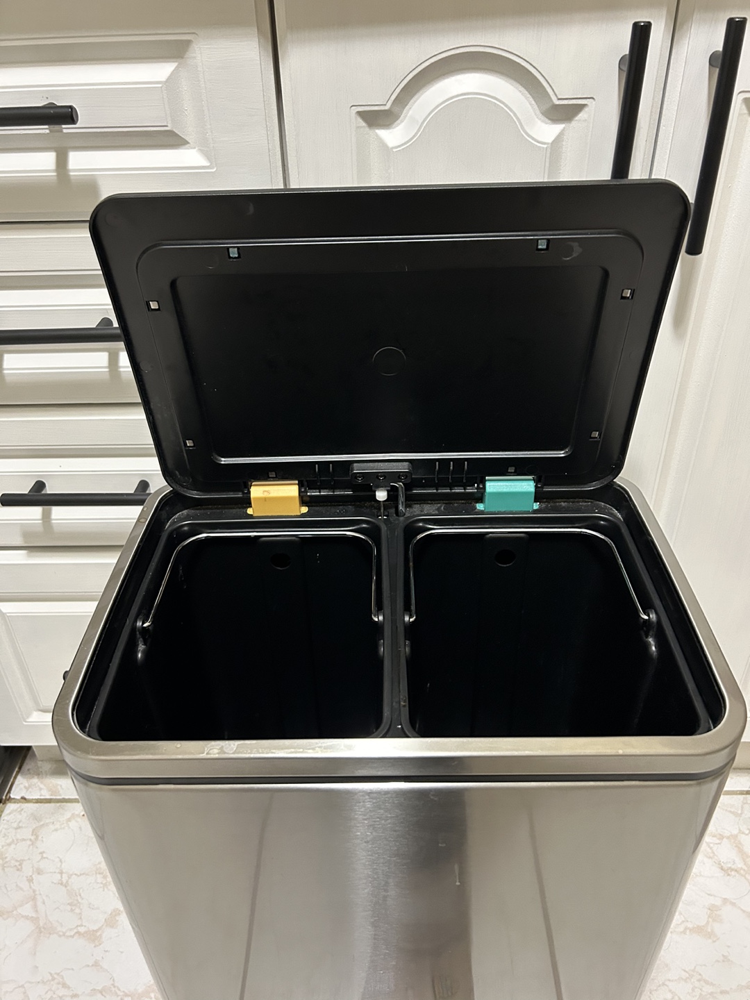 Stainless Steel 2-Compartment Step Trash Can - photo 2