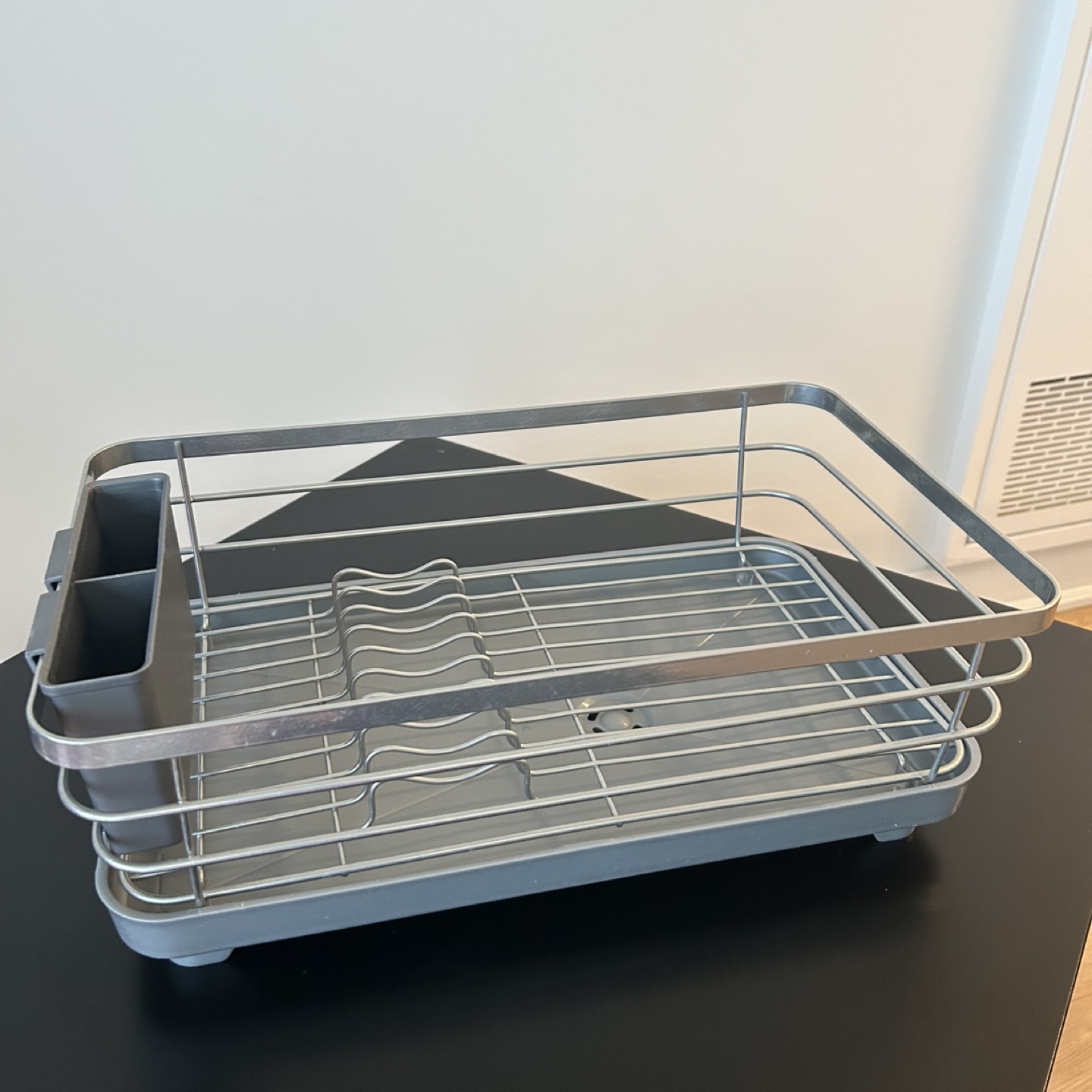 Grey Dish Drying Rack with Cutlery Holder