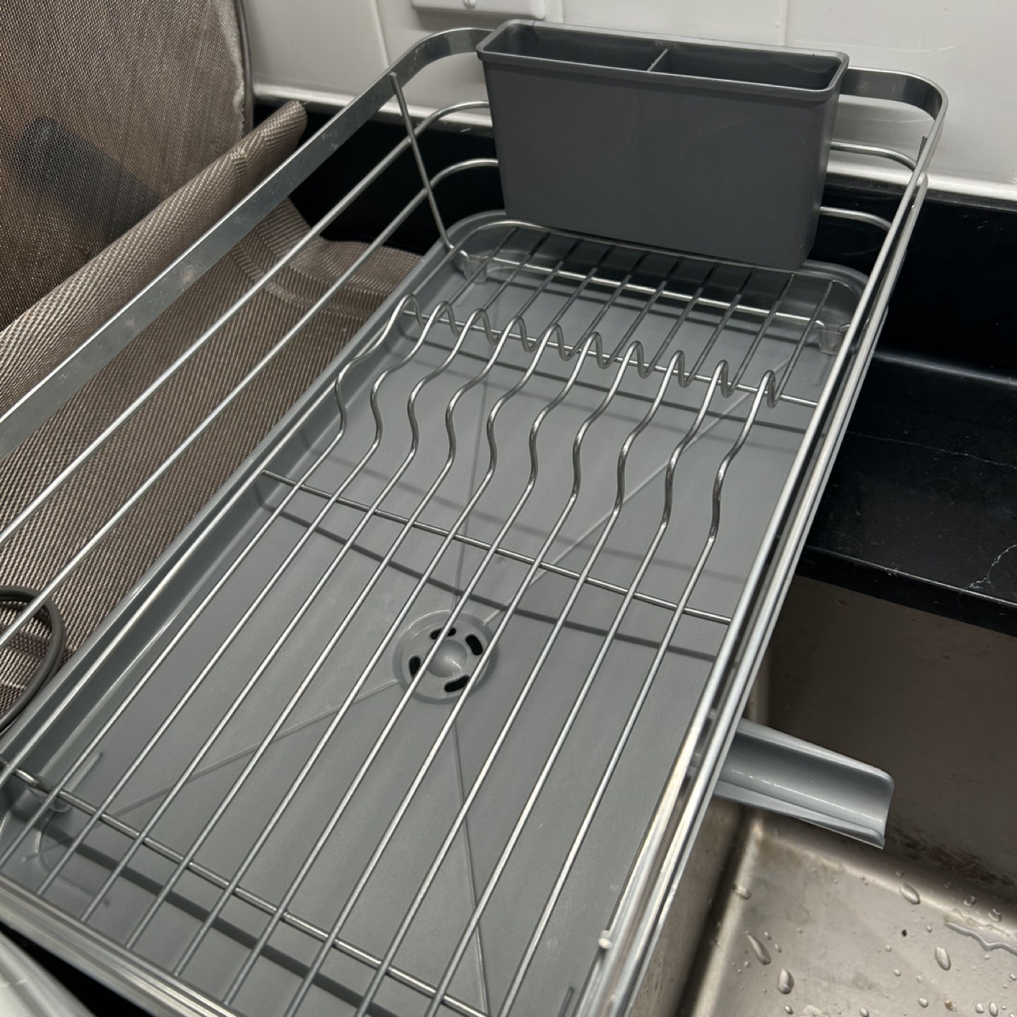 Grey Dish Drying Rack with Cutlery Holder - photo 2