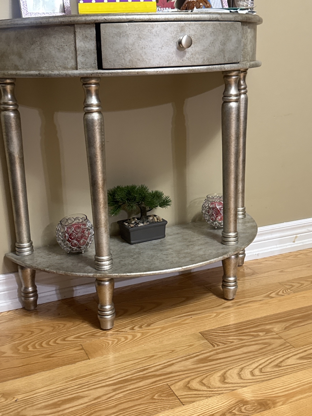 Silver Half-Moon Console Table